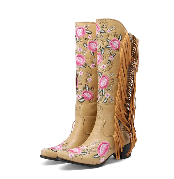 Tassel Embroidered Western Boots