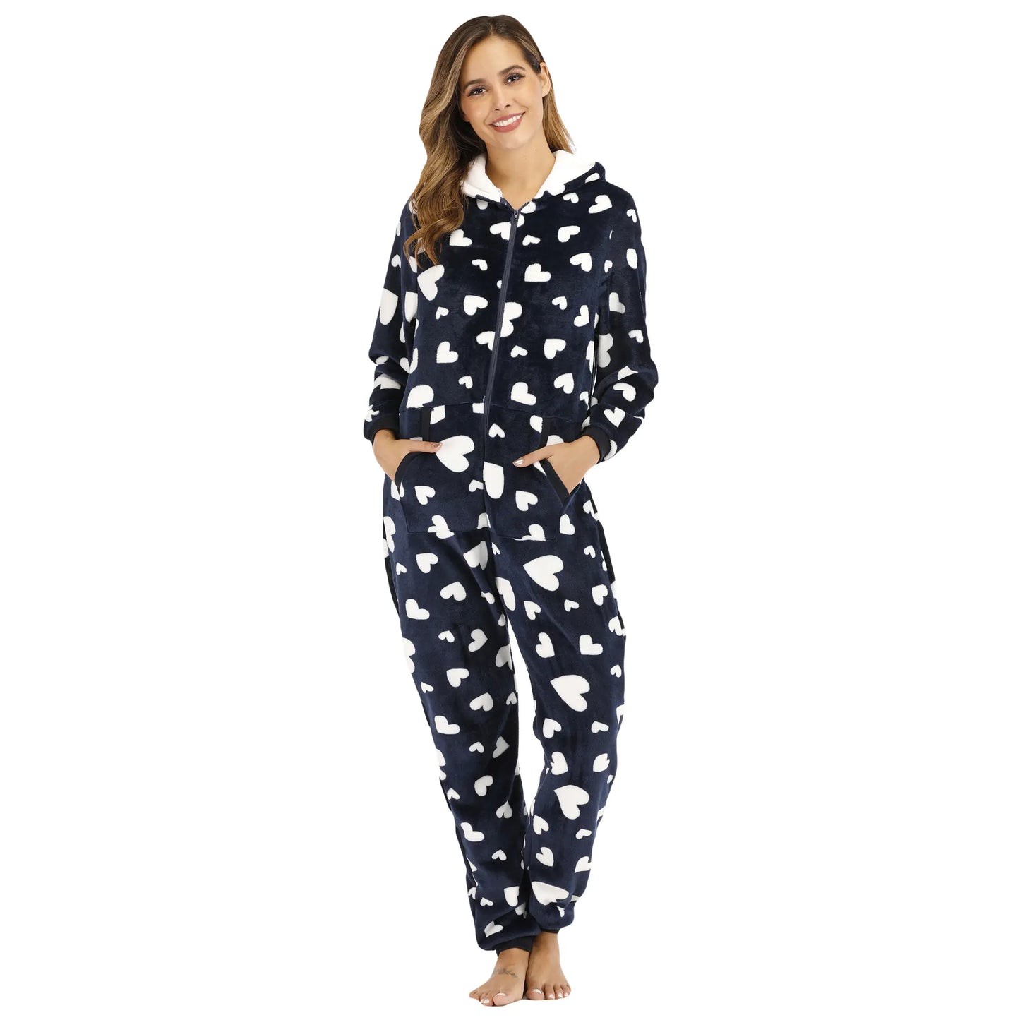 Ladies' Heart Cozy Flannel Onesie