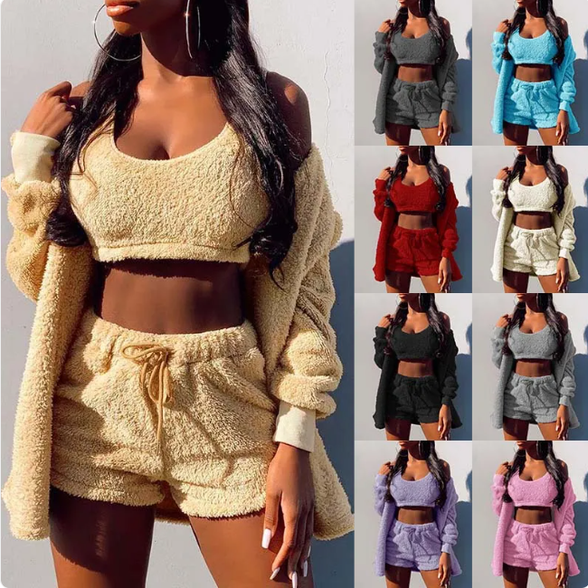 Chic Autumn & Winter Comfort Set - Coat, Vest & Shorts