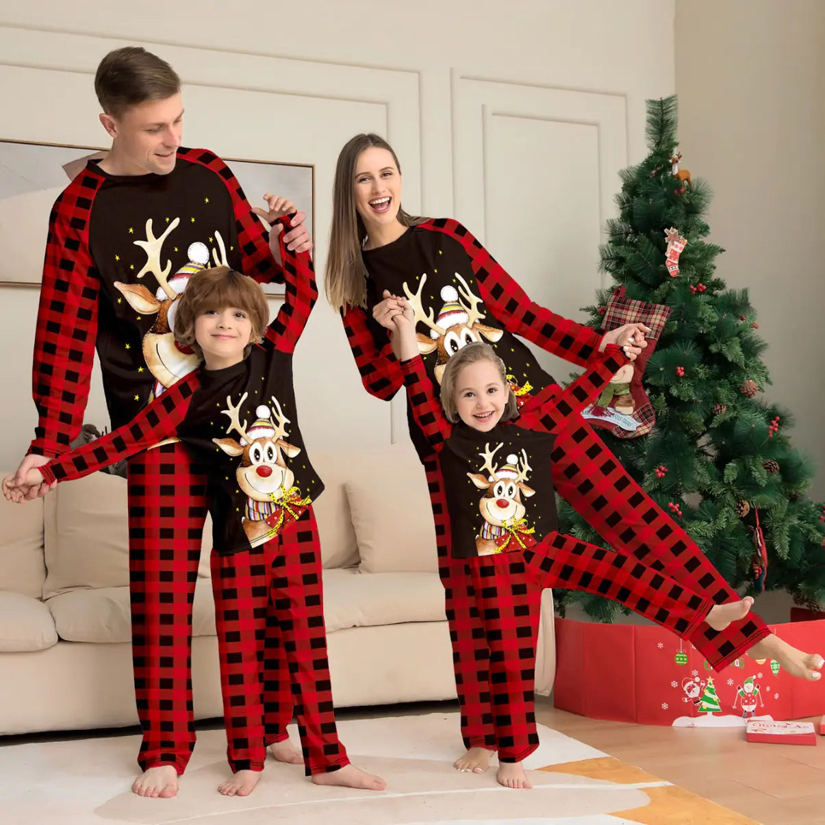 Festive Deer Family Sleepwear Set