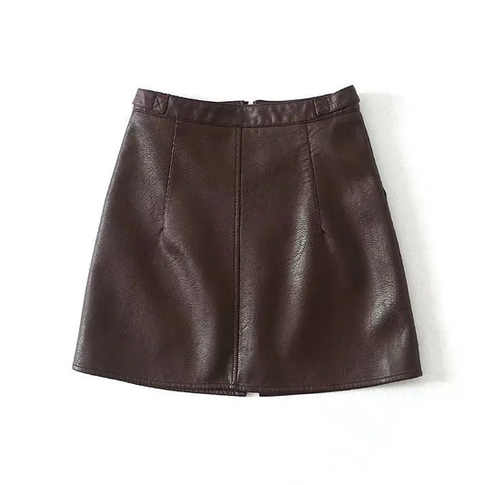 High Waist Slim Zipper A-Line Mini Skirt