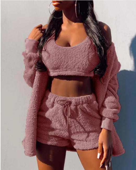 Chic Autumn & Winter Comfort Set - Coat, Vest & Shorts