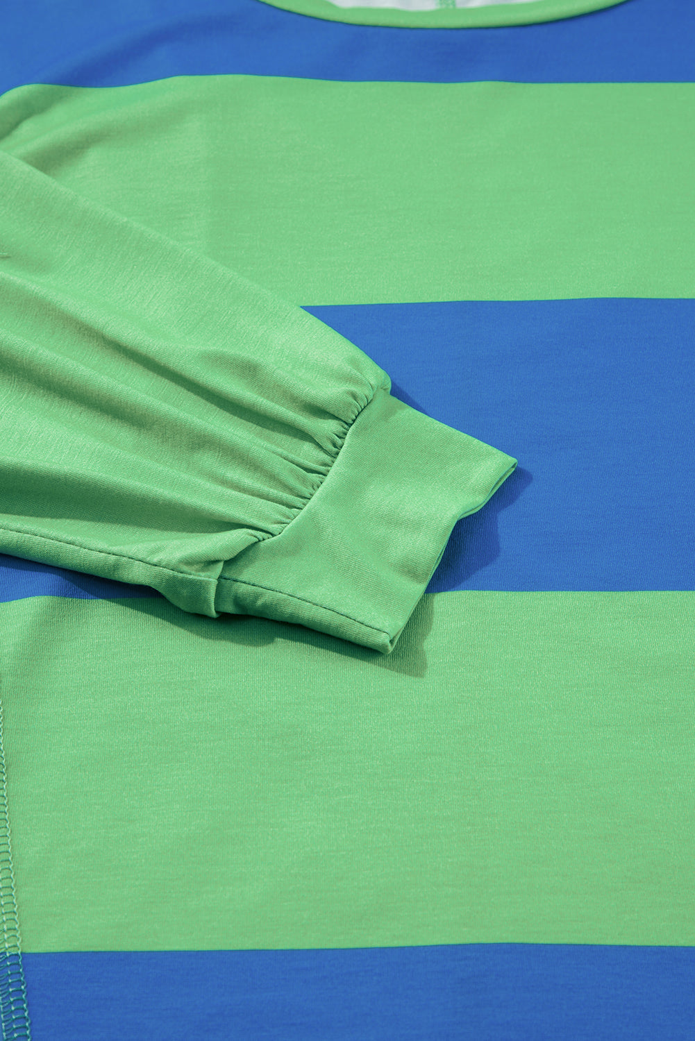 Light Blue Colorblock Drop Sleeve Round Neck Top