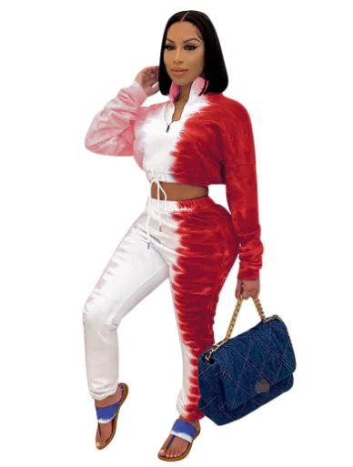 Stylish Stretch Sweatshirt & Sports Pants Set