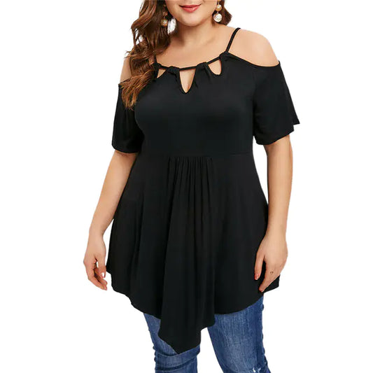 Plus Size Loose Women’s Hollow Out Hem Tees 3XL-5XL