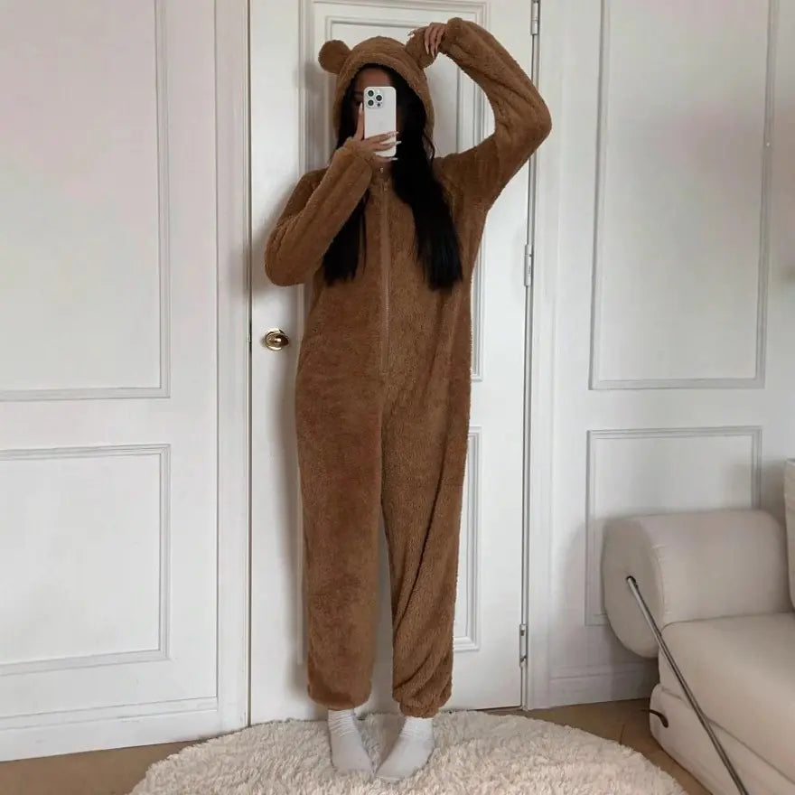 Eared Cap Cozy Jumpsuit