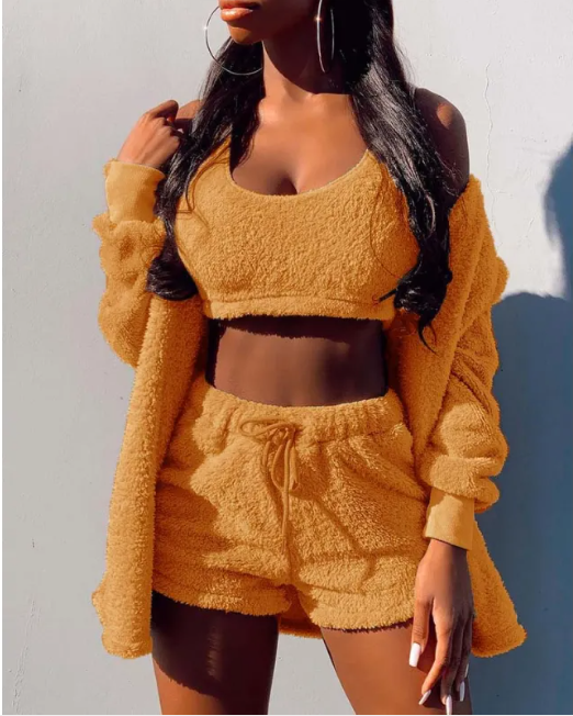 Chic Autumn & Winter Comfort Set - Coat, Vest & Shorts