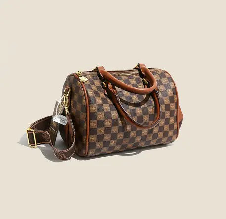 Plaid Shoulder and Handbag Set