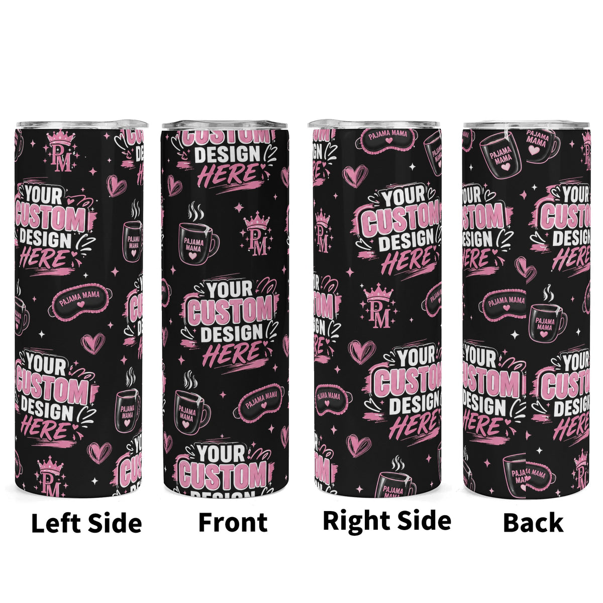 Custom Designed 20oz Skinny, 40oz Stainless Steel Tumbler with Handle & Straw