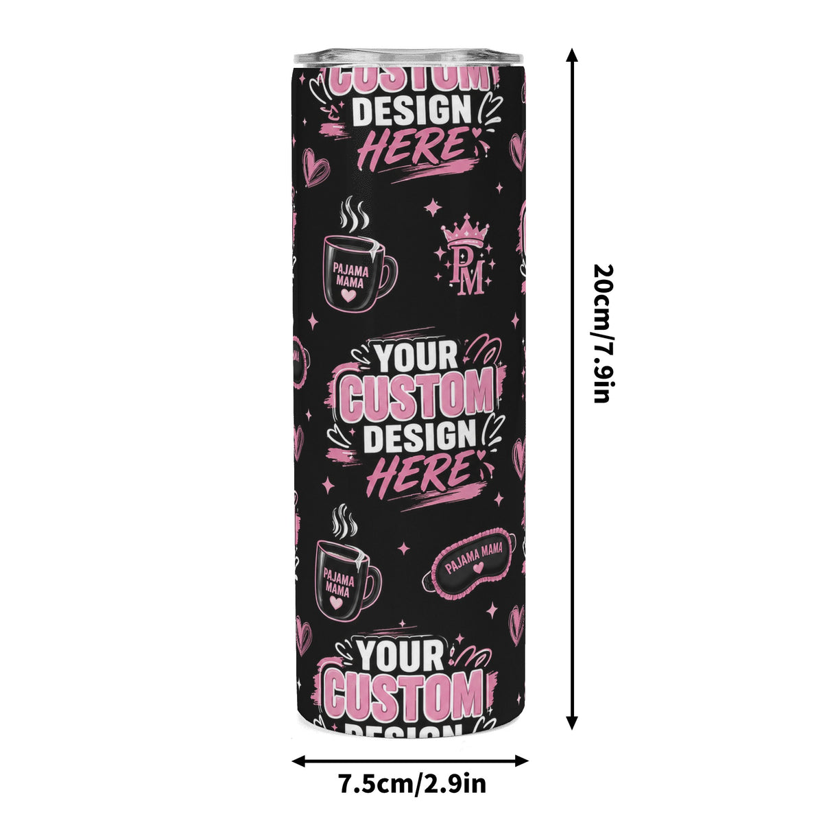 Custom Designed 20oz Skinny, 40oz Stainless Steel Tumbler with Handle & Straw