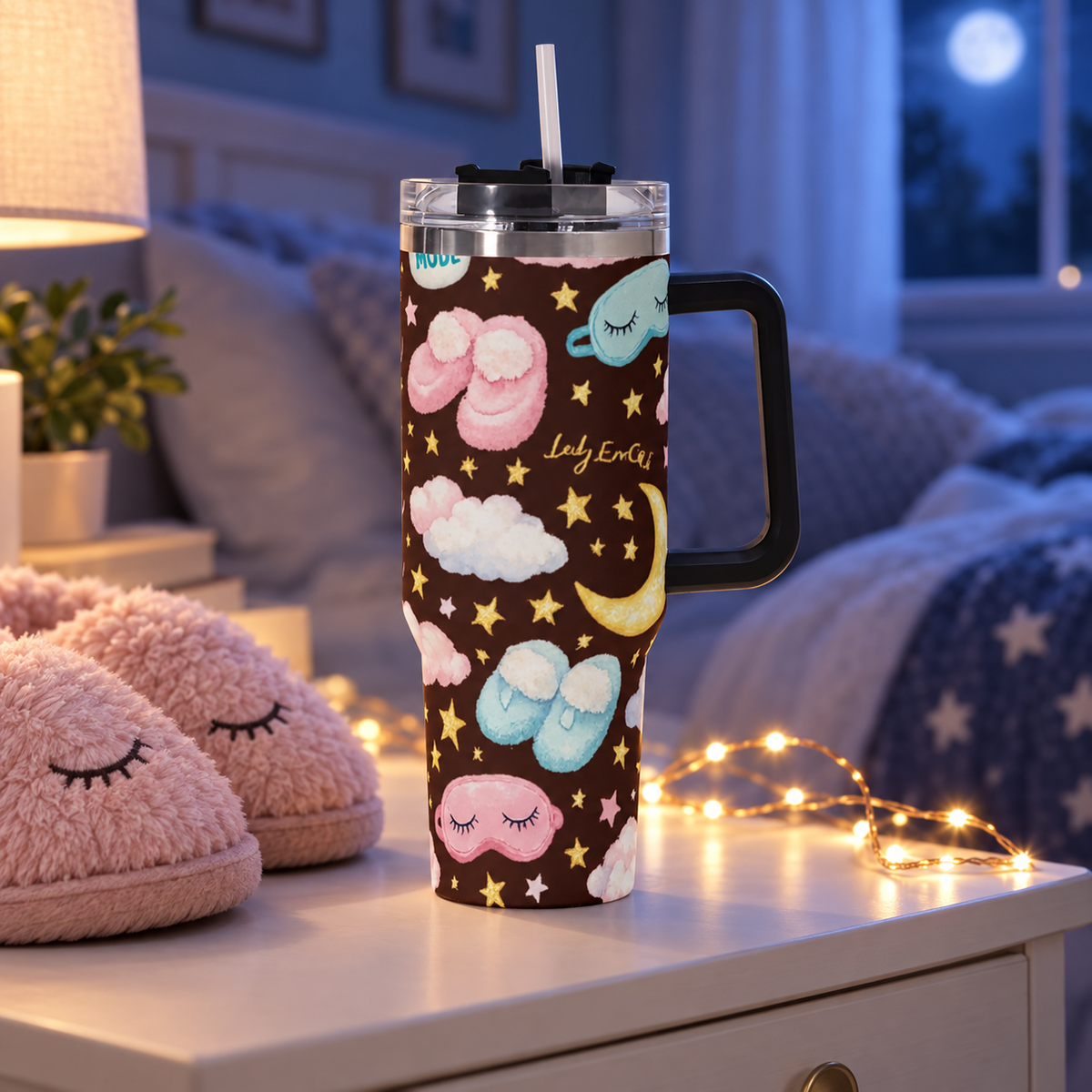 Pajama Mama Sleepover 40oz Stainless Steel Tumbler with Handle & Straw