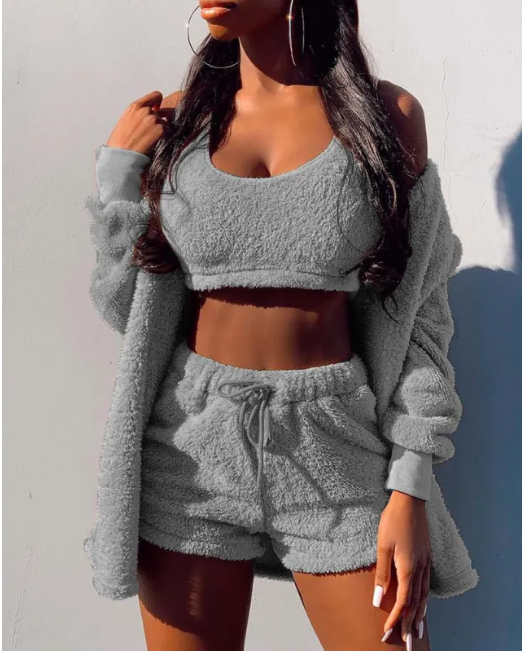 Chic Autumn & Winter Comfort Set - Coat, Vest & Shorts