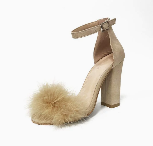 Suede Heel with Faux-Fur Accent