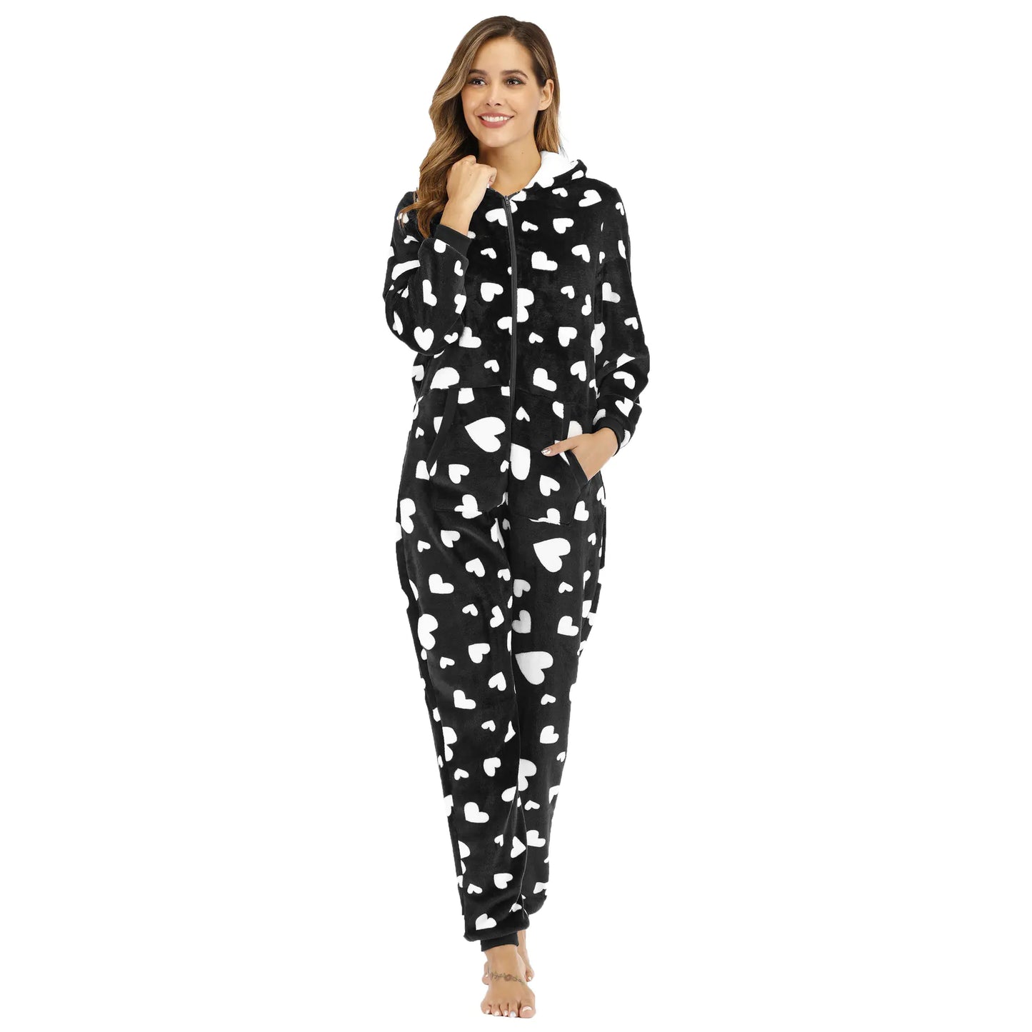 Ladies' Heart Cozy Flannel Onesie