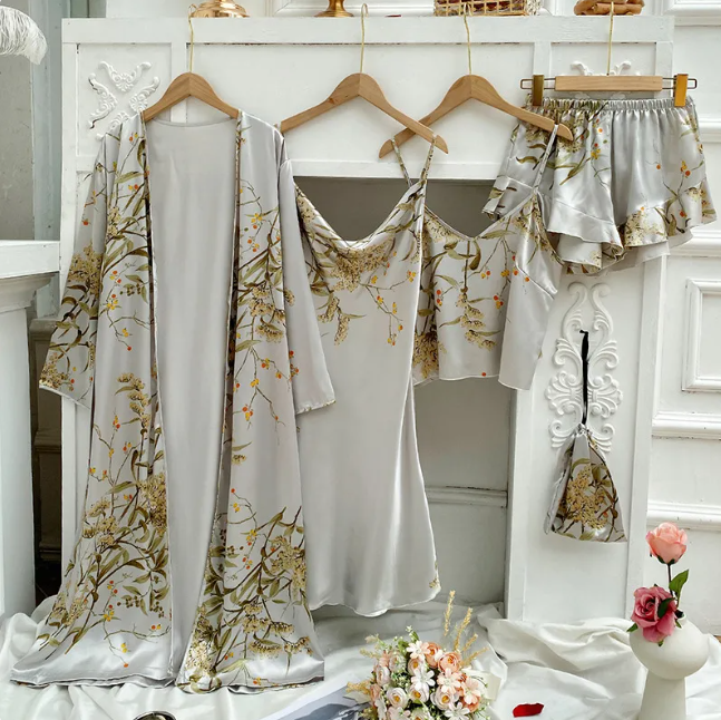 Cherry Blossom Print Women's Pajamas