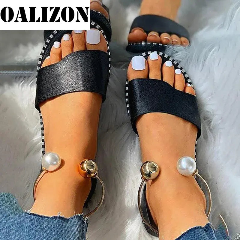 New Summer Beaded Pearly Sandals