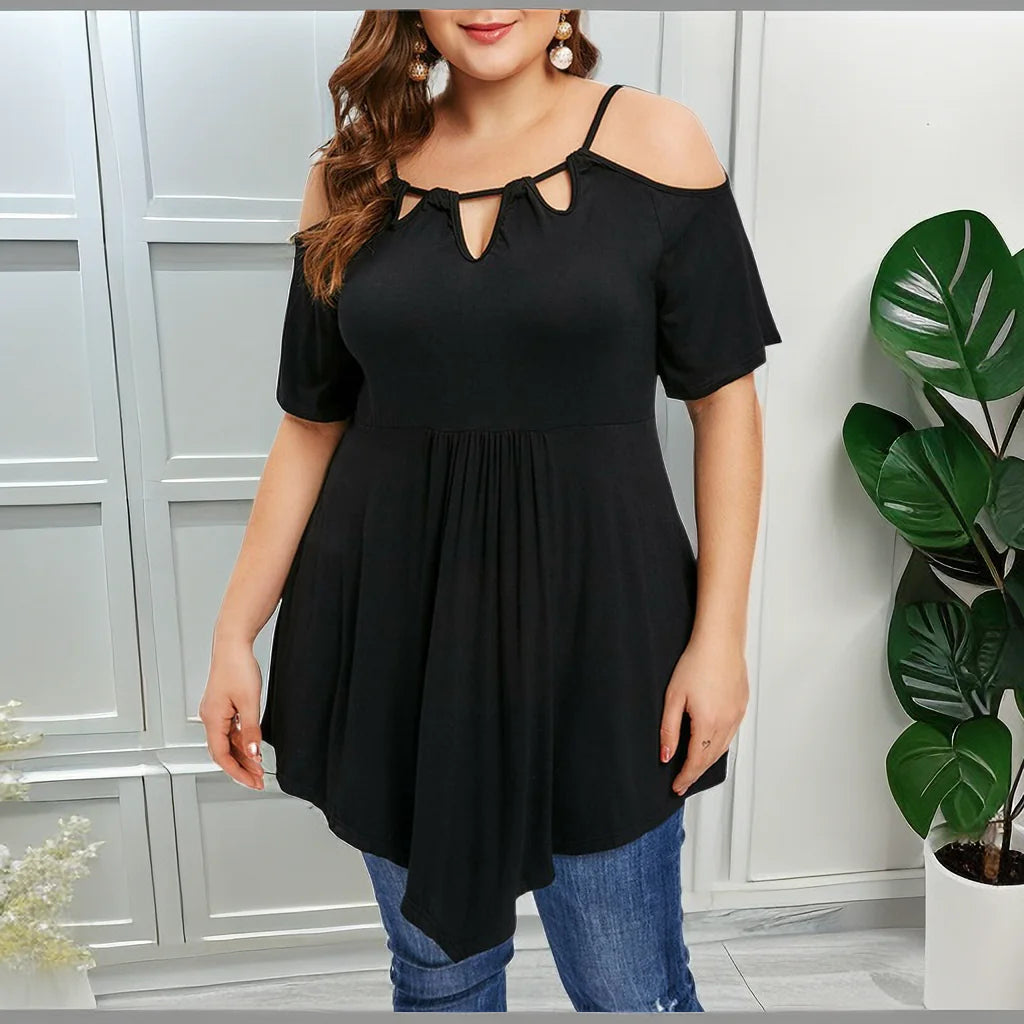 Plus Size Loose Women’s Hollow Out Hem Tees 3XL-5XL