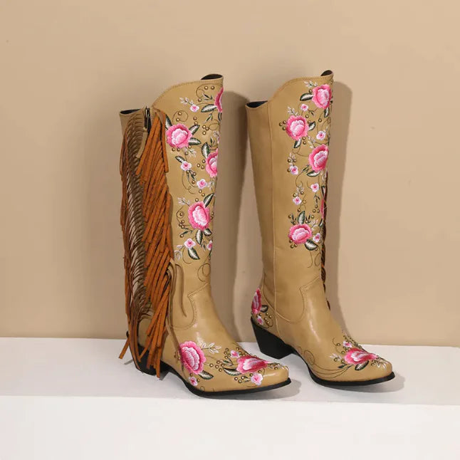 Tassel Embroidered Western Boots