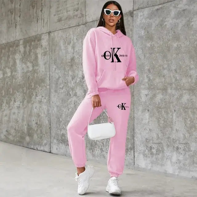 Plus-size Women's Women Hoodies + Pants Set Casual Tracksuits