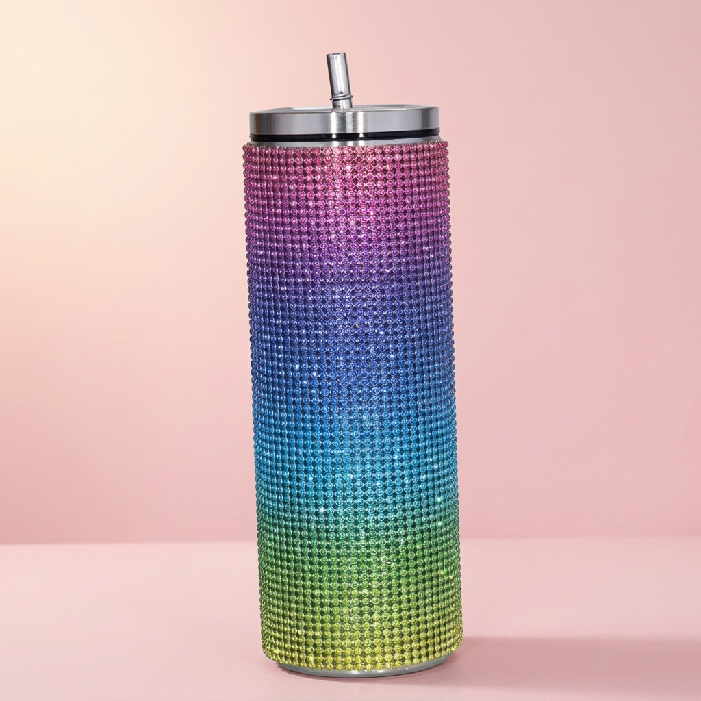 Steel Sip Insulated Tumbler — styled on blush pink