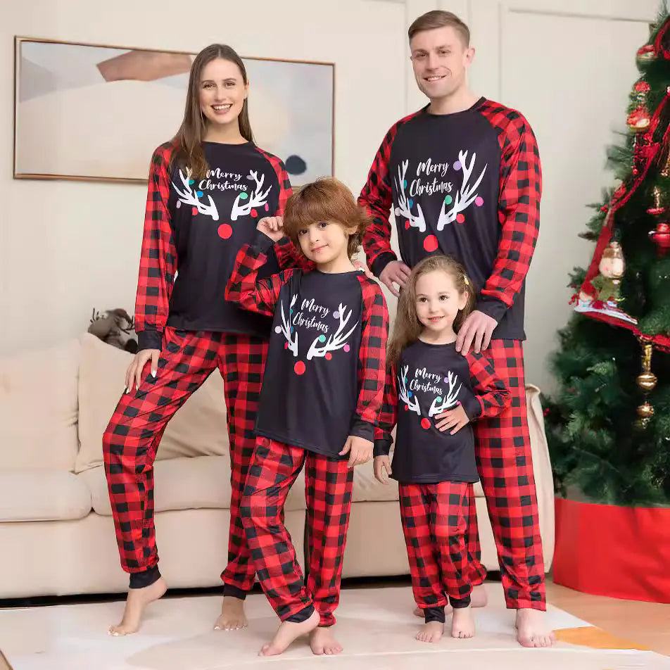 All-Season Family Holiday Pajamas with Antler Motif