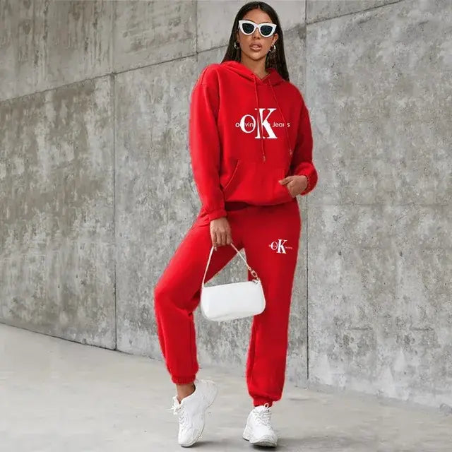 Plus-size Women's Women Hoodies + Pants Set Casual Tracksuits