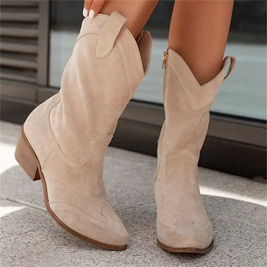 Mid-Calf Ethnic female western boots