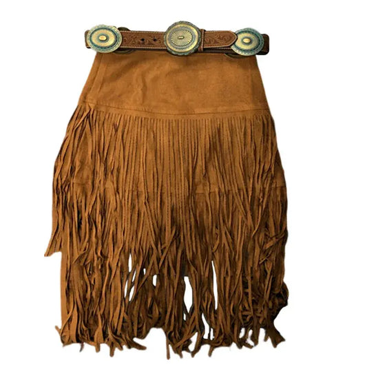 Solid Color Tassel Design Khaki Skirt