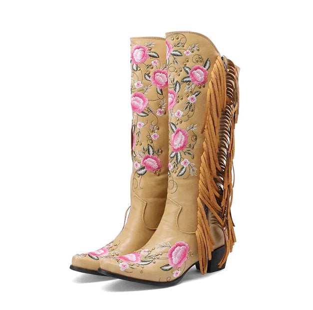 Tassel Embroidered Western Boots