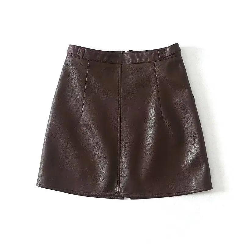 High Waist Slim Zipper A-Line Mini Skirt