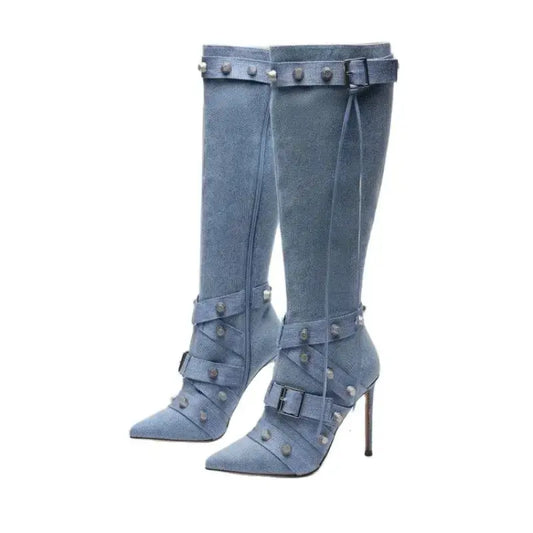 Stylish Rider Women's Slim High-Heeled Motorcycle Boots