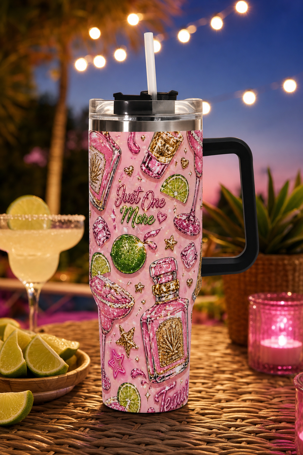 Tequila Nights 40oz Stainless Steel Tumbler with Handle & Straw