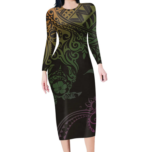 Custom Long Sleeve Polynesian Dress
