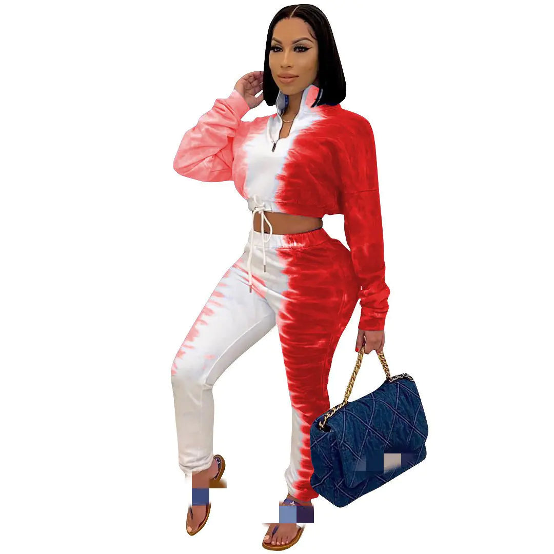 Stylish Stretch Sweatshirt & Sports Pants Set