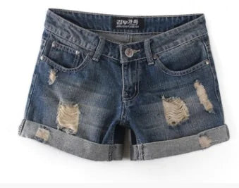 2018 Summer Plus Size Women's Ripped Denim Shorts