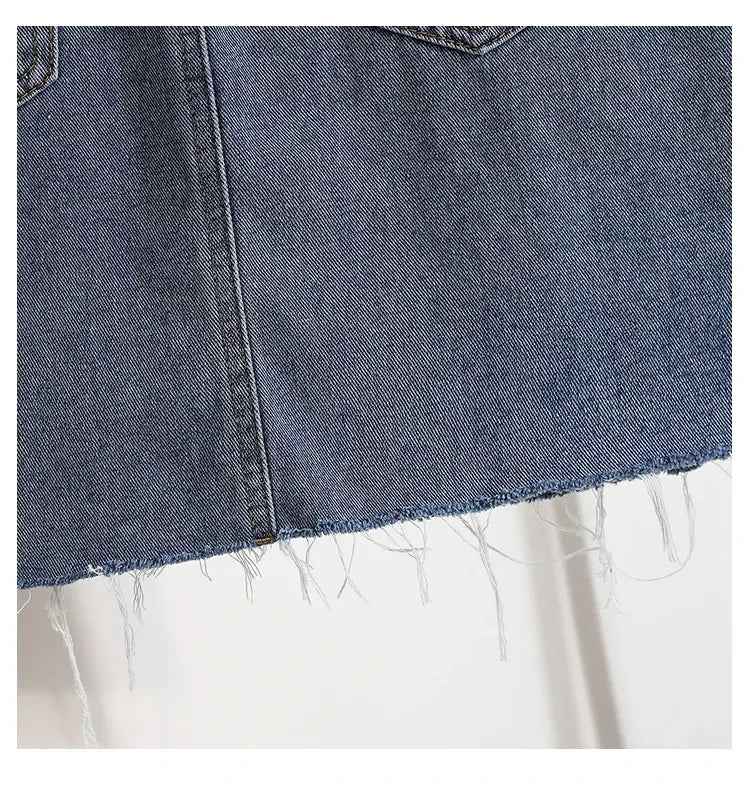 Plus Size Y2K Denim Blue A Line Skirt For Women