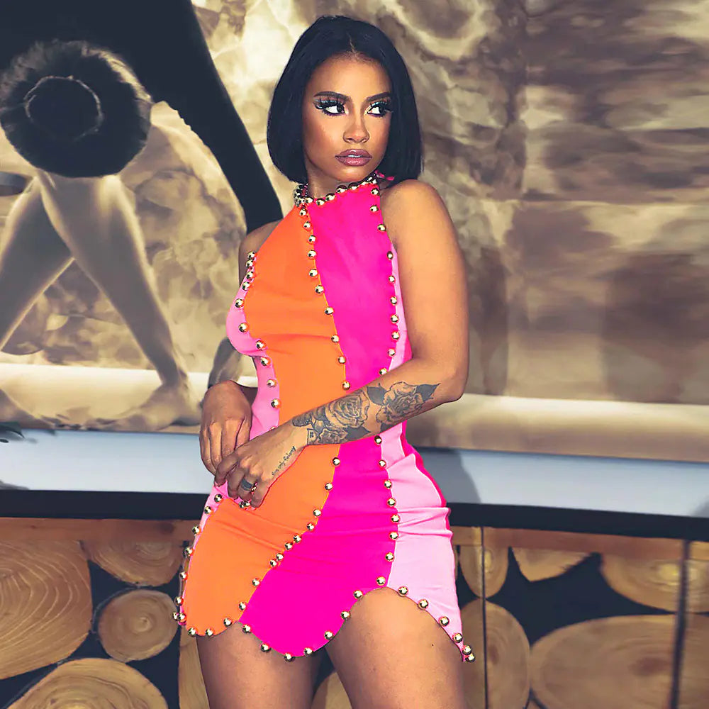 Chic Beaded Sleeveless Short Dress