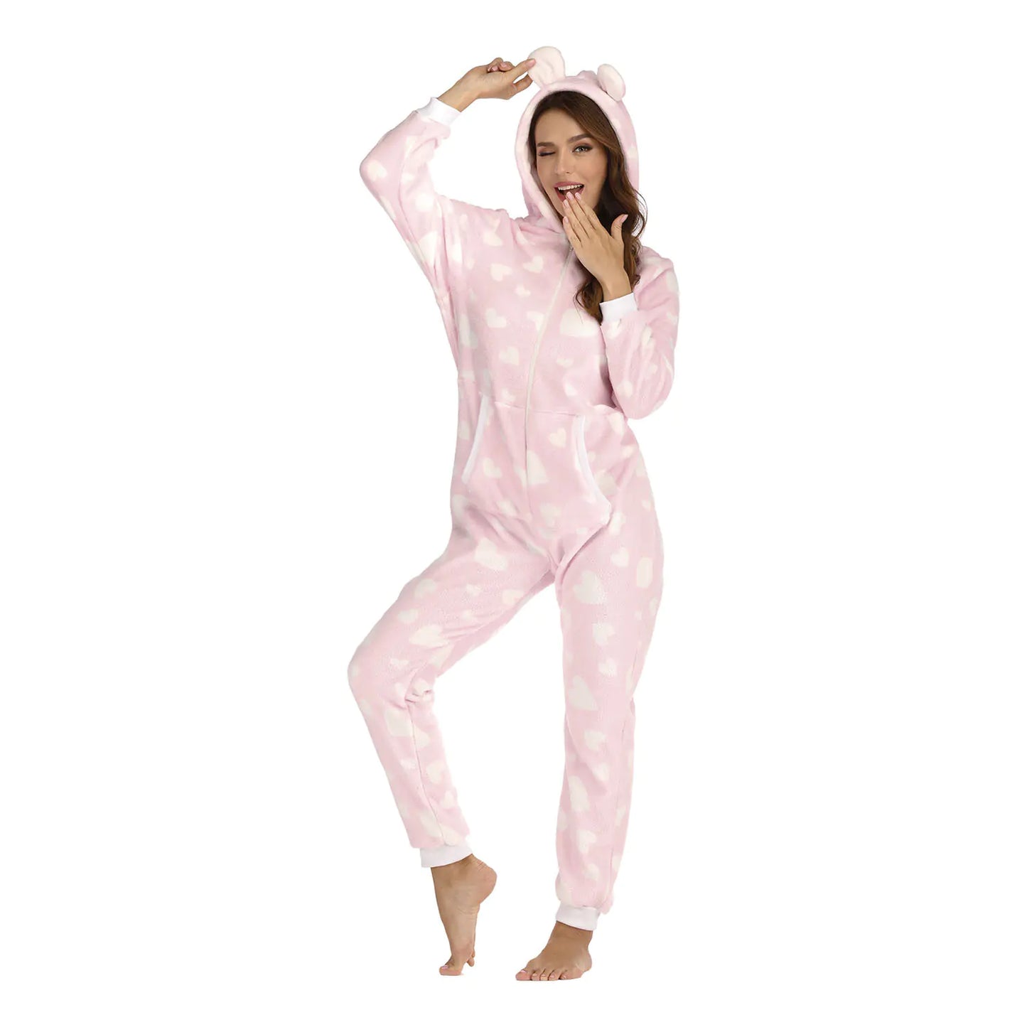 Ladies' Heart Cozy Flannel Onesie