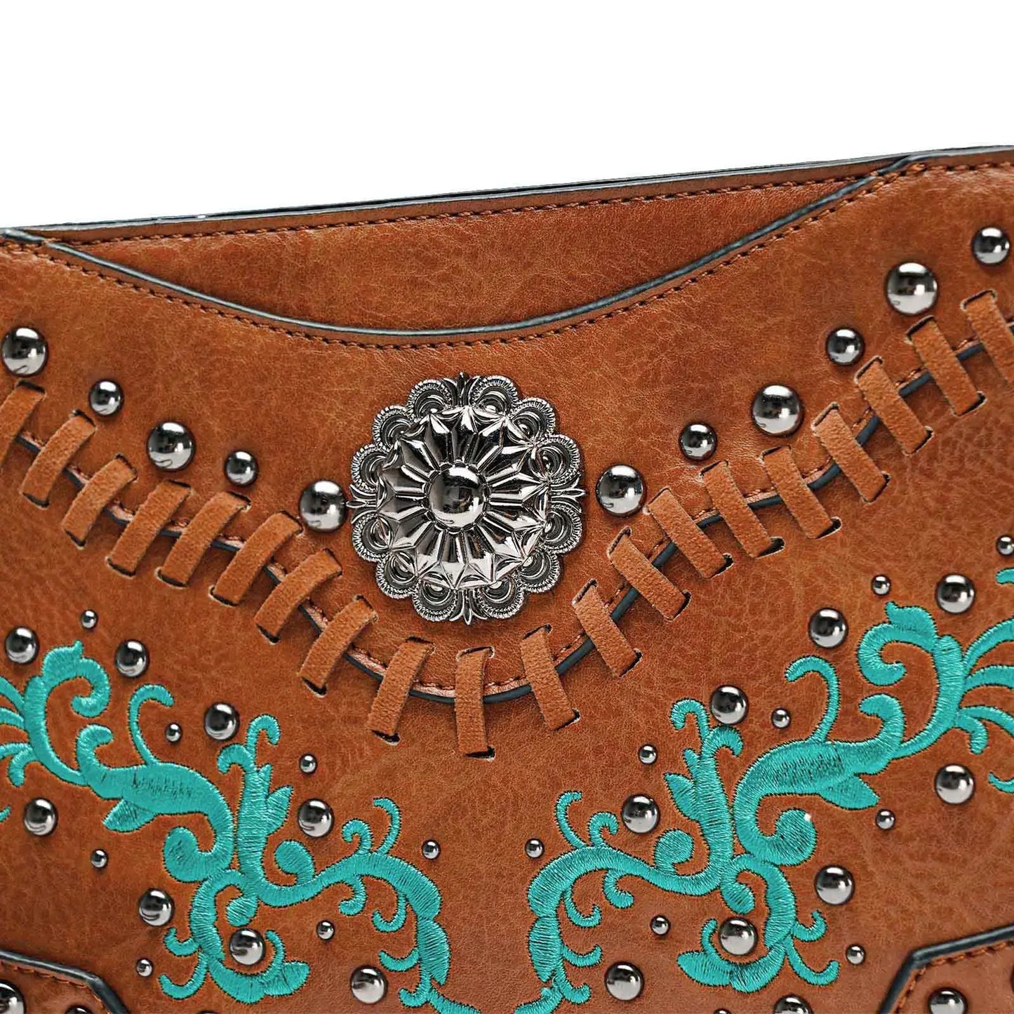 Embroidered Western Leather Purse Shoulder Bag