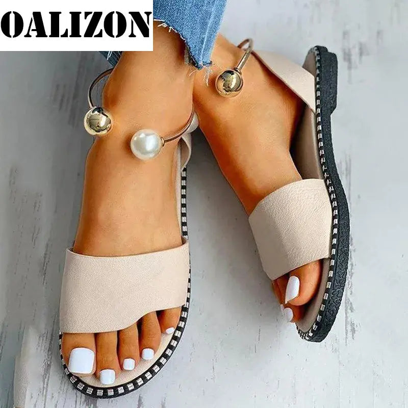 New Summer Beaded Pearly Sandals