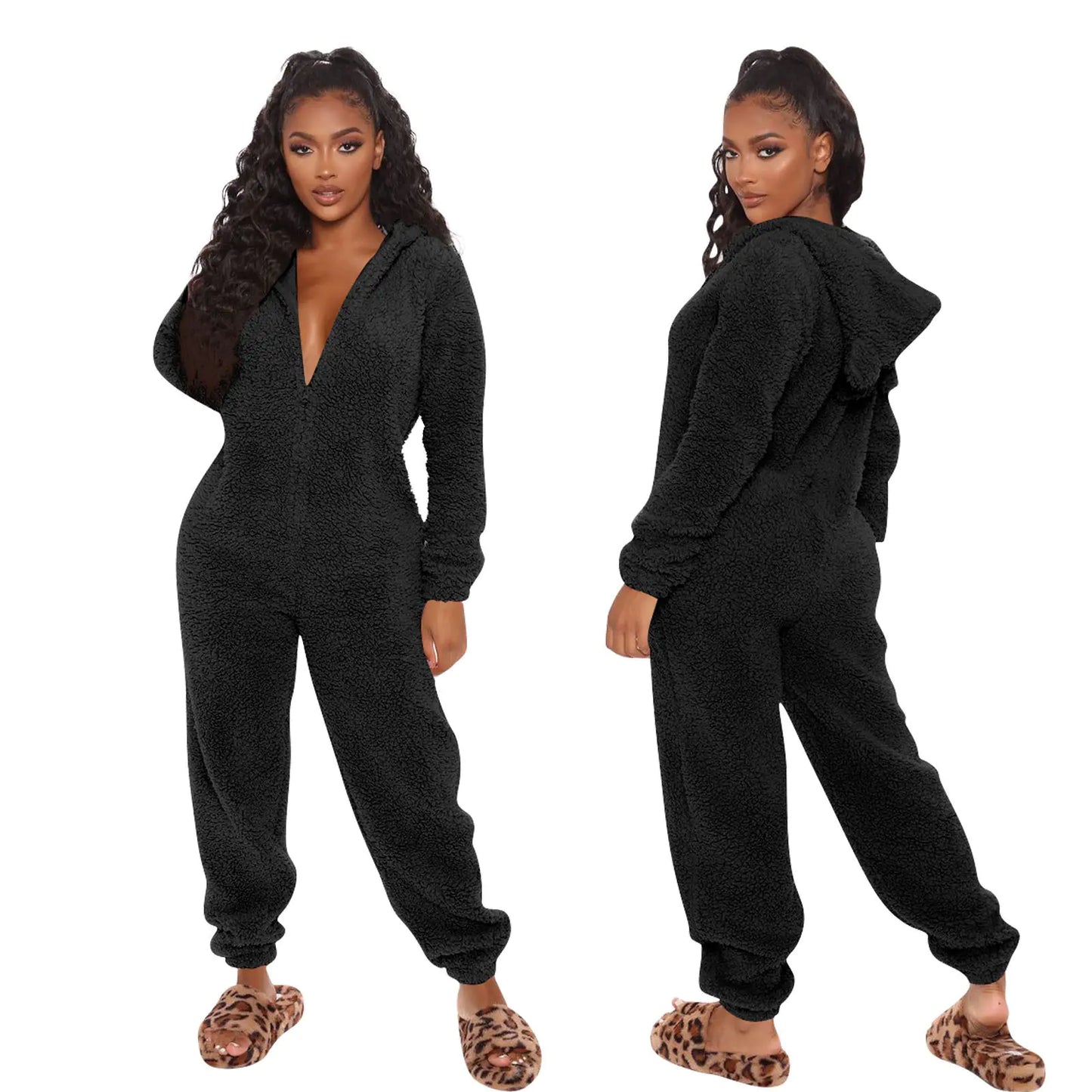 Winter Wool Hooded Jumpsuit