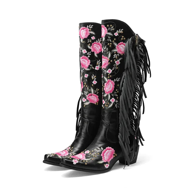 Tassel Embroidered Western Boots