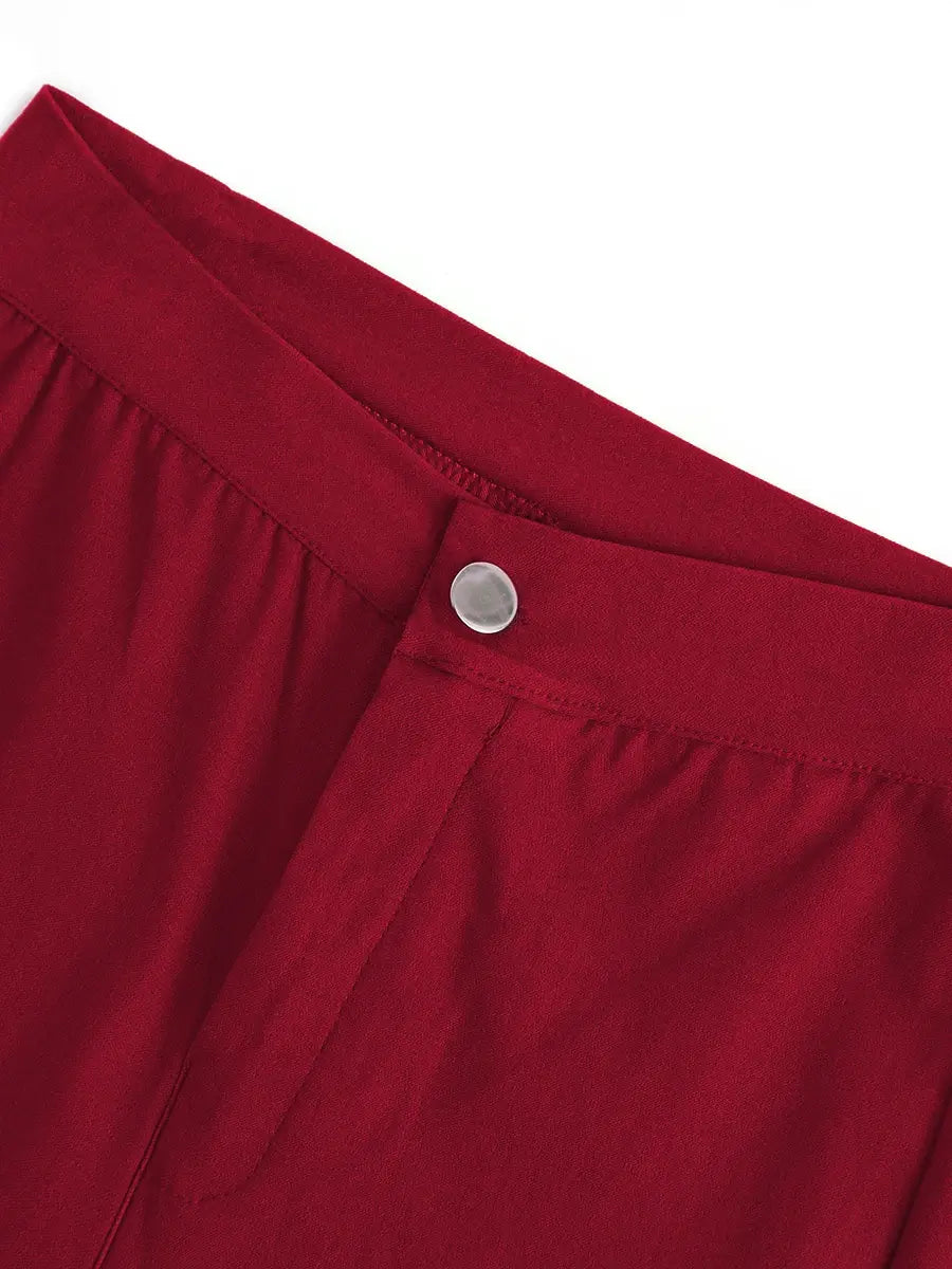 LW Plus Size High-waisted Zipper Design Pants Autumn Wine Red Pencil Pants Fashion High-quality Niche Design Women's Bottoms