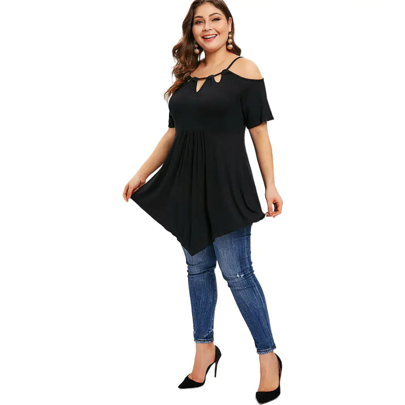 Plus Size Loose Women’s Hollow Out Hem Tees 3XL-5XL