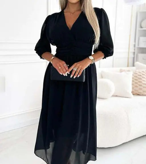 Chic V-Neck Chiffon Dress