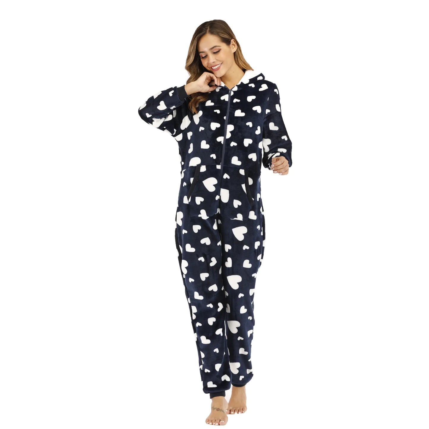 Ladies' Heart Cozy Flannel Onesie