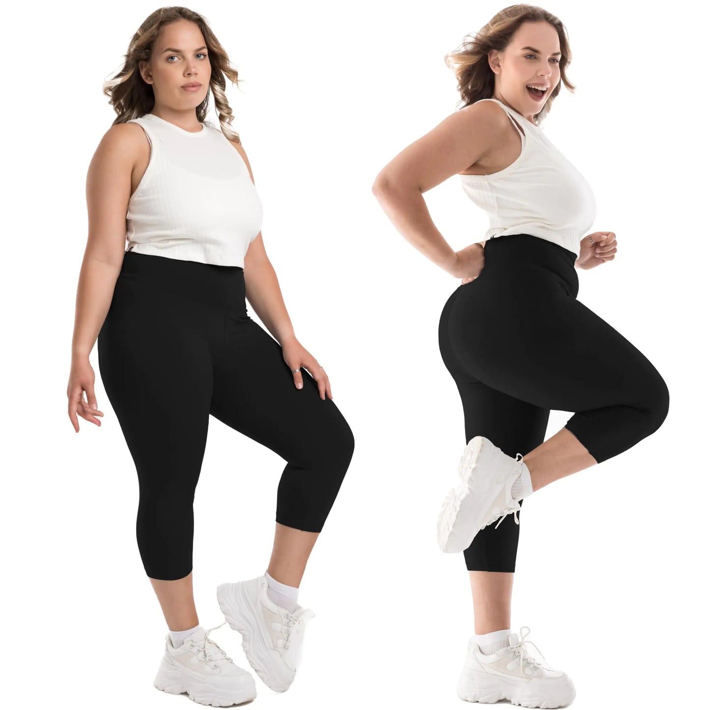 SINOPHANT Plus Size Leggings for Women, High Waisted Tummy Control Buttery Super Soft Black Yoga Pants for Workout Capri XX-Large Navy