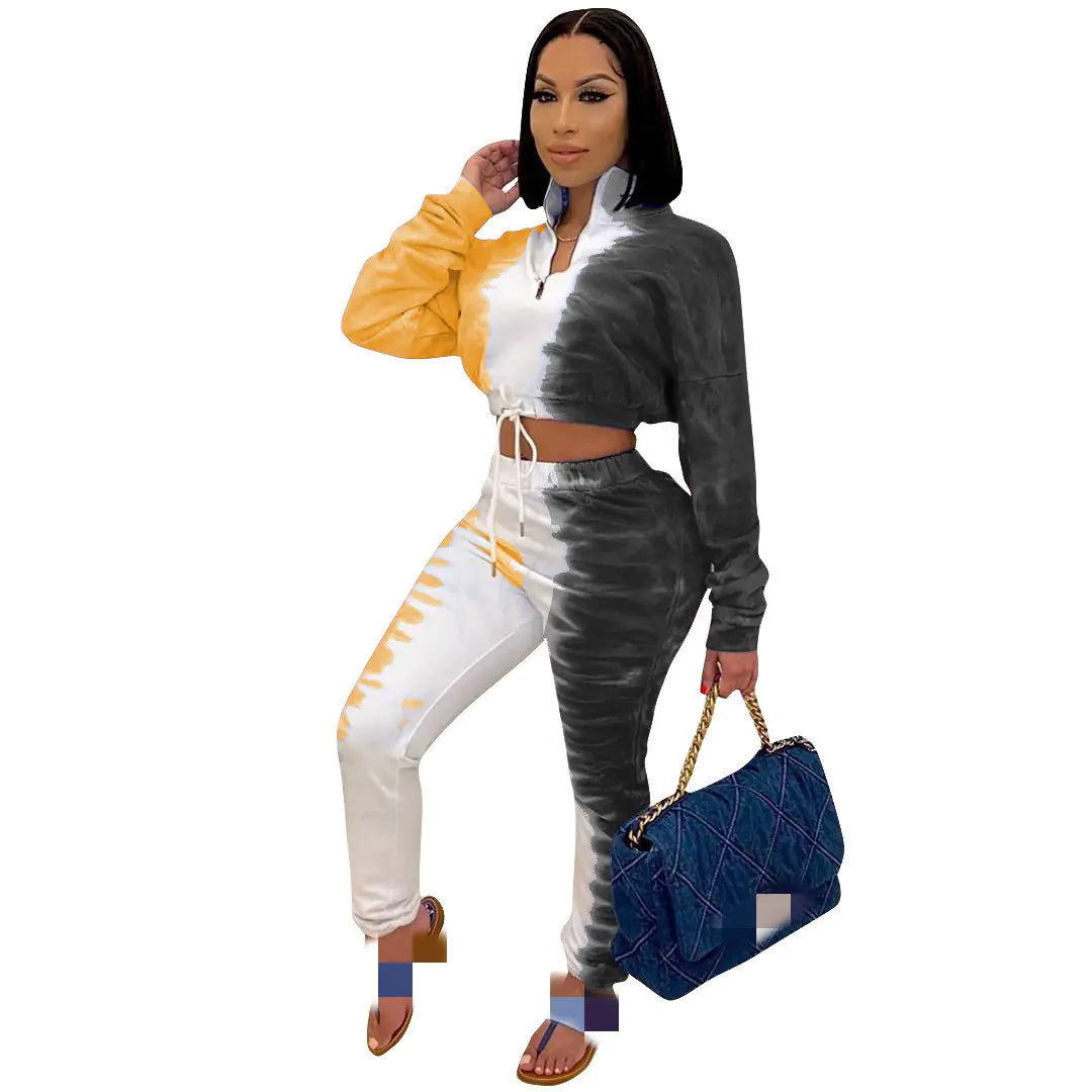 Stylish Stretch Sweatshirt & Sports Pants Set