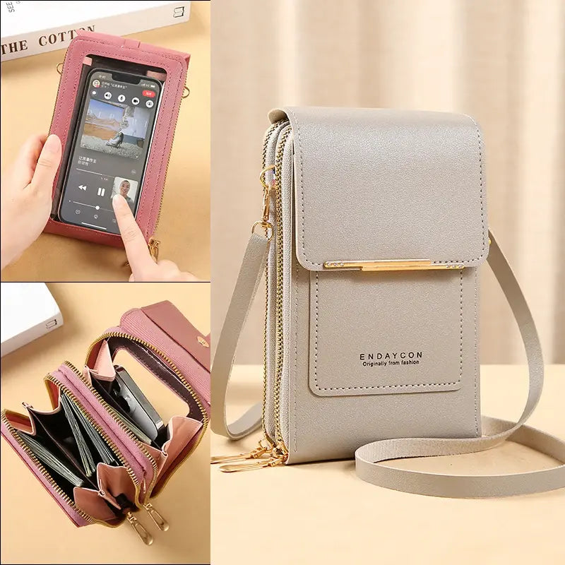 Cell Phone Women Bags Soft Leather Wallets Hand Purses Crossbody Bags