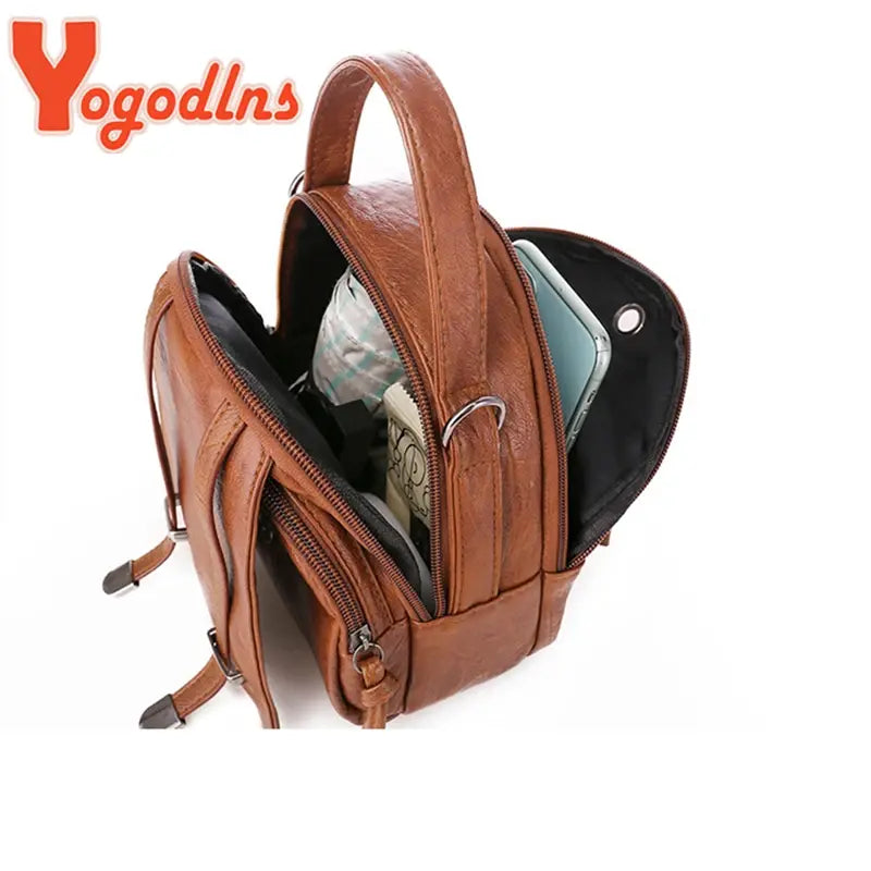 Vintage Small Shoulder Bag Women Soft Leather Crossbody Bag Multifunction Messenger Bag
